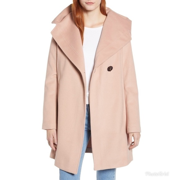 Sam Edelman Shawl Collar Hooded Coat in Blush 10 - Picture 1 of 8